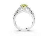 Silver Fancy Yellow Round Cut Brilliant Diamond Pavé Band with Six-Prong Setting_27