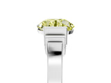 Silver Fancy Yellow Round Cut Brilliant Solitaire Diamond Ring with Channel Set Band and Bar Prong Setting_11
