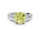 Silver Fancy Yellow Round Cut Brilliant Three-Stone Pave Band with Four-Prong Setting_6