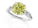 Silver Fancy Yellow Round Cut Brilliant Three-Stone Pave Band with Four-Prong Setting_7