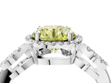 Silver Fancy Yellow Round Cut Cut Halo Diamond Infinity Band with Four-Prong Setting_10