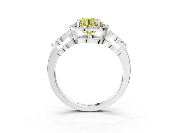 Sterling Silver Round Pave Infinity Halo Engagement Ring Setting for Fancy Yellow Center