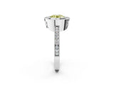Silver Fancy Yellow Round Cut Cut Halo Pavé Diamond Ring_8