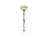 Silver Fancy Yellow Round Cut Diamond Brilliant Solitaire Ring with Pavé Band and Four-Prong Setting_50