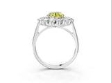 Silver Fancy Yellow Round Cut Diamond Floral Double Halo Engagement Ring with Prong Setting_159