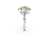 Silver Fancy Yellow Round Cut Diamond Floral Halo Split Shank Prong Setting Ring_32