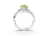 Silver Fancy Yellow Round Cut Diamond Halo Ring with Split Shank and Bezel Accents and Four-Prong Setting_9