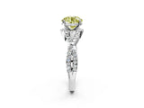 Silver Fancy Yellow Round Cut Diamond  Halo Twist Band Solitaire Prong Setting Ring_20