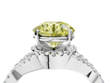 Silver Fancy Yellow Round Cut Diamond  Halo Twist Band Solitaire Prong Setting Ring_22