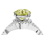 Silver Fancy Yellow Round Cut Diamond  Halo Twist Band Solitaire Prong Setting Ring_28