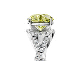 Silver Fancy Yellow Round Cut Diamond  Halo Twist Band Solitaire Prong Setting Ring_29