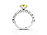 Silver Fancy Yellow Round Cut Diamond Side Stone Engagement Ring with Four-Prong Setting_46