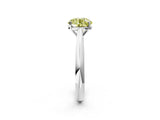 Silver Fancy Yellow Round Cut Diamond Solitaire Engagement Ring with Cathedral Setting and Four-Prong Mount_14