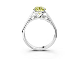 Silver Fancy Yellow Round Cut Diamond Solitaire Engagement Ring with Cathedral Setting and Four-Prong Mount_15