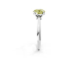 Silver Fancy Yellow Round Cut Diamond Solitaire Engagement Ring with Classic Band and Four-Prong Setting_14