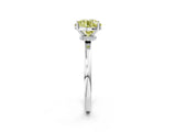 Silver Fancy Yellow Round Cut Diamond Solitaire Ring with Classic Band and Four-Prong Setting_32