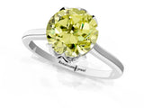 Silver Fancy Yellow Round Cut Diamond Solitaire Ring with Flower Prong Setting and Classic Band_13