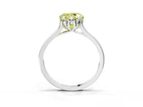 Silver Fancy Yellow Round Cut Diamond Solitaire Ring with Flower Prong Setting and Classic Band_15