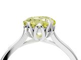 Silver Fancy Yellow Round Cut Diamond Solitaire Ring with Flower Prong Setting and Classic Band_16