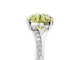 Silver Fancy Yellow Round Cut Diamond Solitaire Ring with Pavé Band and Prong Setting_17