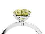 Silver Fancy Yellow Round Cut Diamond Solitaire Ring with Thin Band and Prong Setting_4