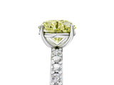 Silver Fancy Yellow Round  Cut Diamond Solitaire with Pave Band and Four-Prong Setting 13