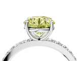 Silver Fancy Yellow Round  Cut Diamond Solitaire with Pave Band and Four-Prong Setting 2
