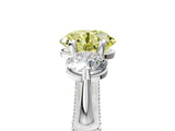 Silver Fancy Yellow Round Cut Diamond Three-Stone Ring with Prong Setting and Pavé Band_17