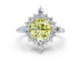 Silver Fancy Yellow Round Cut Halo Diamond Cluster Ring with Marquise and Round Stones on a White Gold Band with Prong Setting_6