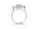 Silver Fancy Yellow Round Cut Halo Diamond Cluster Ring with Marquise and Round Stones on a White Gold Band with Prong Setting_9