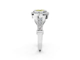 Silver Fancy Yellow Round Cut Halo Diamond Split Shank Pave Ring_8