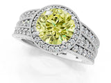 Silver Fancy Yellow Round Cut Halo Diamond Split Shank Ring with Prong Setting_31