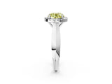 Silver Fancy Yellow Round  Cut Halo Solitaire Engagement Ring with Square Band and Four-Prong Setting_14