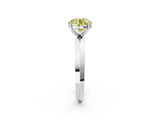 Silver Fancy Yellow Round  Cut Solitaire Engagement Ring with Flat Band and Four-Prong Setting 3