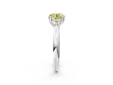 Silver Fancy Yellow Round  Cut Solitaire Engagement Ring with Tapered Band and Four-Prong Setting 2