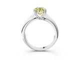 Silver Fancy Yellow Round  Cut Solitaire Engagement Ring with Tapered Band and Four-Prong Setting 3