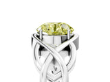Silver Fancy Yellow Round Cut Solitaire Intertwined Band Prong Setting Ring_11