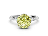 Silver Fancy Yellow Round Cut Solitaire Split Shank Pave Diamond Engagement Ring with Four-Prong Setting_30