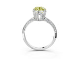 Silver Fancy Yellow Round Cut Solitaire Split Shank Pave Diamond Engagement Ring with Four-Prong Setting_87