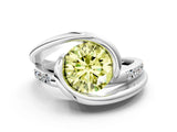 Silver Fancy Yellow Round Cut Solitaire Tension-Set Diamond Split Shank Ring_6