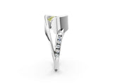 Silver Fancy Yellow Round Cut Solitaire Tension-Set Diamond Split Shank Ring_8