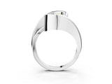 Silver Fancy Yellow Round Cut Solitaire Tension-Set Diamond Split Shank Ring_9