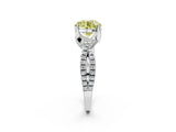 Silver Fancy Yellow Round Cut Solitaire Twist Pave Diamond Engagement Ring with Prong Setting_74