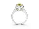 Silver Fancy Yellow Round  Halo Diamond Floral Split Shank Engagement Ring 4
