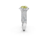 Silver Fancy Yellow Round  Halo Round Diamond Pave Band with Prong Setting 2