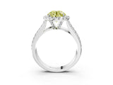 Silver Fancy Yellow Round  Halo Round Diamond Pave Band with Prong Setting 3