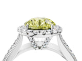 Silver Fancy Yellow Round  Halo Round Diamond Pave Band with Prong Setting 4