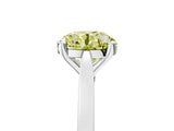 Silver Fancy Yellow Round  Solitaire Diamond Ring with Four-Prong Setting and Tapered Band