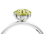 Silver Fancy Yellow Round  Solitaire Diamond Ring with a Classic Band and Four-Prong Setting 5