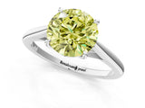 Silver Fancy Yellow Round  Solitaire Engagement Ring with Four-Prong Setting and Classic Band 2